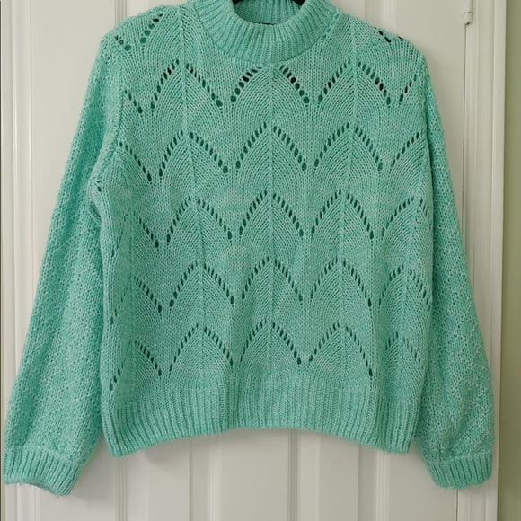 Gorgeous mint coloured reclaimed vintage mock turtleneck sweater a+ condition - Picture 1 of 2